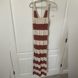 Splendid Sweater Knit Tank Dress- Cream&Terra Cotta Stripes Sz M